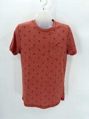 Creative Destruction Tee Men’s L Orange Cactus Print Pocket Tee Short Sleeve